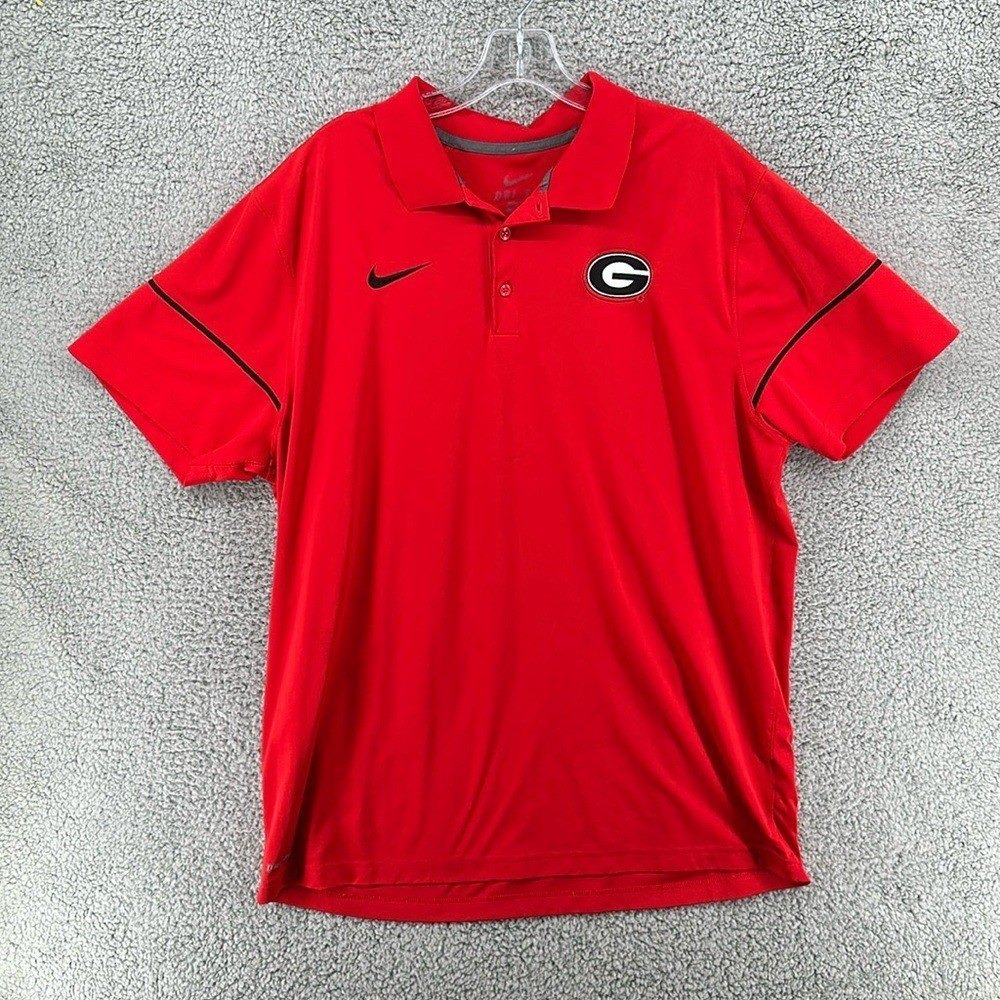 Nike Georgia Bulldogs UGA Red Dri-FIT Performance Polo Shirt Mens Sz XL